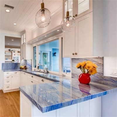 أسطح عمل المطبخ الكوارتز الأزرق